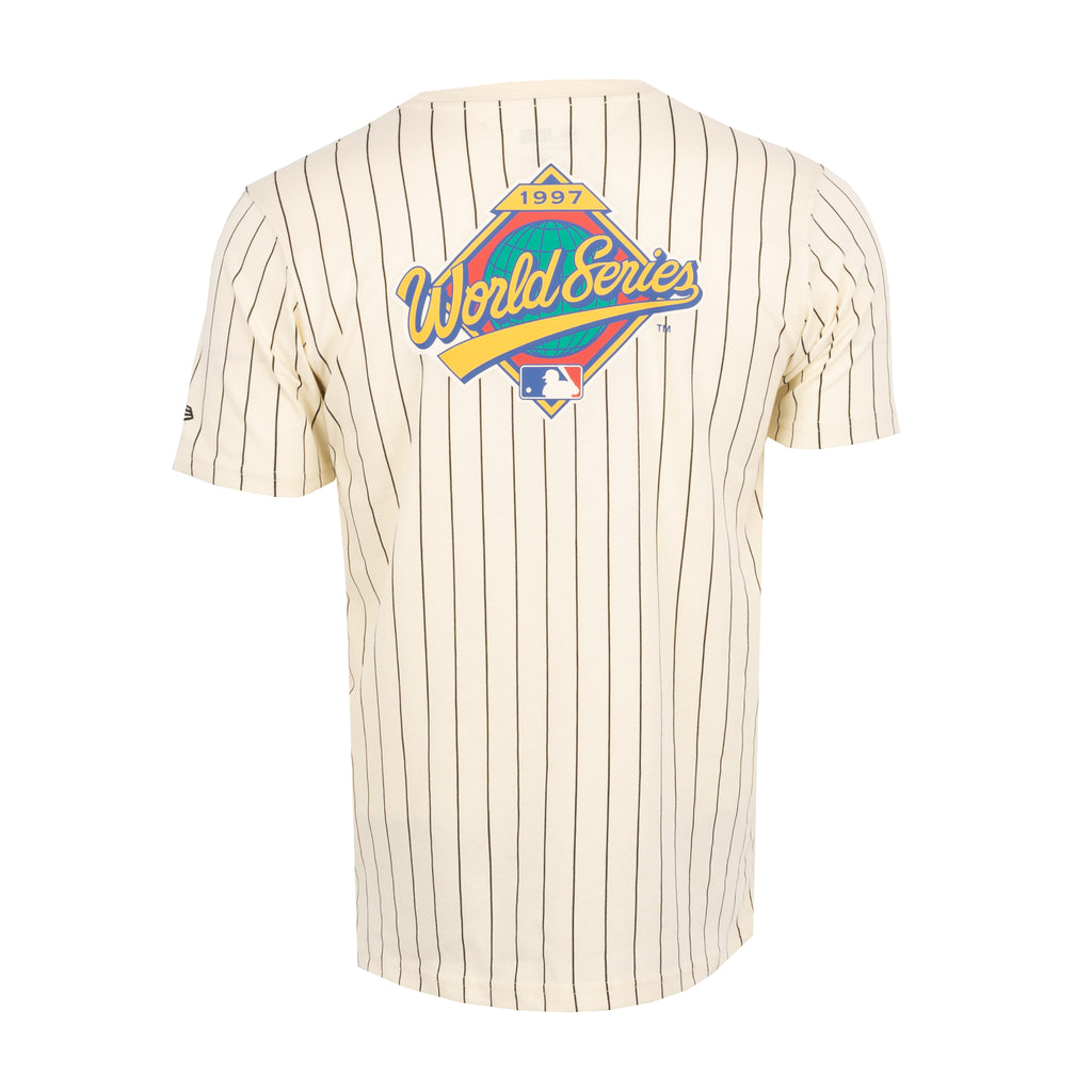 Marlins Pinstripe Mesh Back Tee - Mens