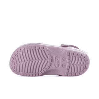 Women's dusty lilac clog outsole with textured tread and logo detail