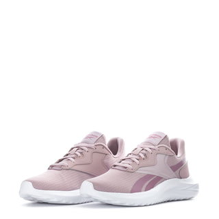 Mauve women's lace-up sneakers pair with white soles and pink stripe accents