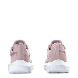 Mauve women's lace-up sneakers with white heel and padded back collar