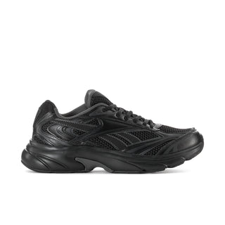 Men's black athletic sneakers with lace-up front and textured panel details