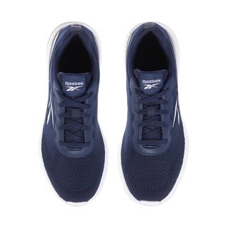 Men's navy running sneakers with white laces and Reebok logo on the tongue