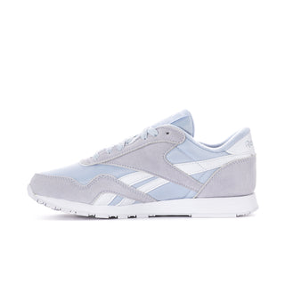 Women's low-top lace-up sneakers, light blue and white with diagonal strap detail