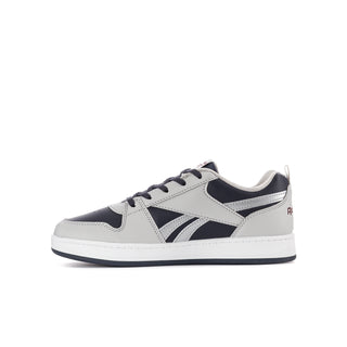 Youth lace-up low-top sneakers in light grey and navy with Reebok side stripes