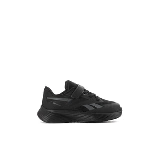 Toddler black lace-up running shoe with mesh upper and cushioned sole