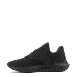 Women’s black sneakers, low-profile lace-up style with cushioned sole