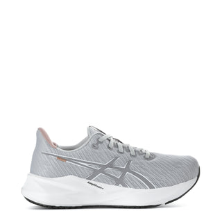 Women's lace-up running shoes, light gray knit upper with white midsole