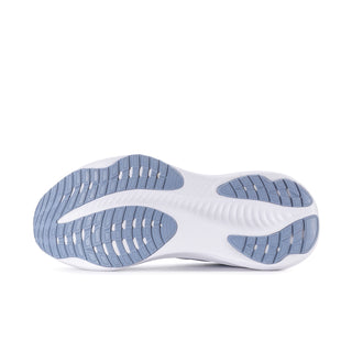 Light blue womens running sneaker outsole with blue traction pods