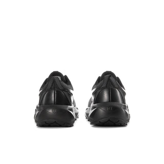 Women's black running shoes, rear view with padded heel and sculpted midsole