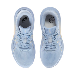 Women's ASICS running shoes, light blue mesh with lace-up and padded collar