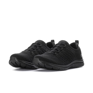 Black women's wide-fit knit lace-up sneaker, side view
