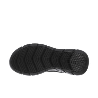 Black sneaker outsole with textured tread pattern for traction