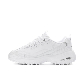 Women’s white lace-up sneakers with perforated details and chunky sole