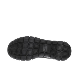 Women's black track sneaker outsole with square traction tread pattern