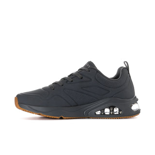 Men's dark gray low-top sneakers with lace-up front and visible air-cushion heel
