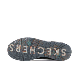 Men's black rubber outsole with textured tread and branded lettering