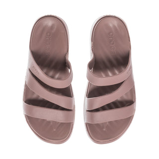Women’s truffle brown open-toe sandals with wide strap bands and smooth footbed