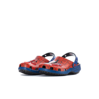 Kids clog in red and blue with Spider-Man print and side strap detail