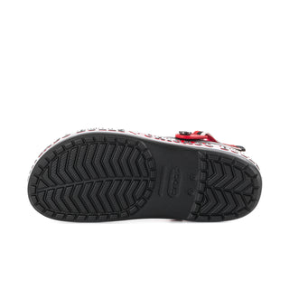 Mens Crocband clog outsole view with textured tread and black shell