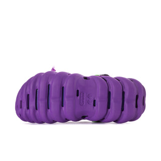Men's purple clog sole with ridged tread and side ventilation slots