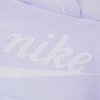 Lilac hoodie set fabric close-up with Nike wordmark on chest