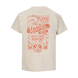 Youth sand T-shirt with back graphic 'LIVE' and large 'MIGUEL' lettering