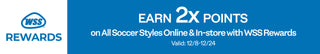 WSS Rewards banner offering double points on soccer styles with a blue background