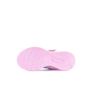 Kids' sneaker with a textured pink rubber outsole