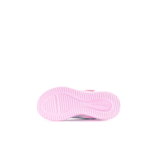 Pink ridged outsole of a toddler sneaker