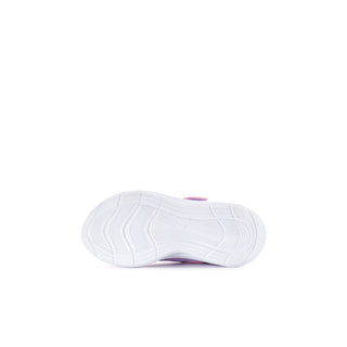 Toddler sneaker with white outsole and molded tread pattern
