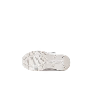 Toddler sneaker outsole in white with textured tread for grip