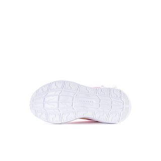 White outsole of a Skechers kids' sneaker with patterned tread