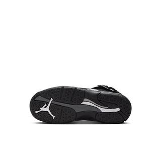 Kids black high-top sneaker outsole with textured grip pattern