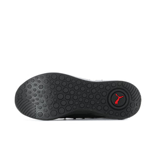 Men's black outsole with circular traction tread and red PUMA logo