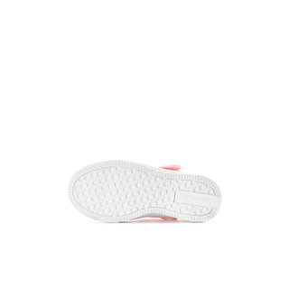 Mary Jane sneaker with a textured white outsole and pink trim