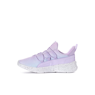 Kids wide sneakers light purple lace-up with PUMA side logo and speckled white midsole