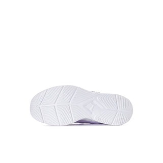 Kids wide sneaker outsole with textured tread and light purple side edge