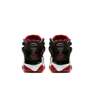 Youth high-top sneakers heels, black uppers with red lining and white/red sole