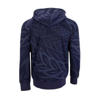 Men's navy hooded sweatshirt, back camo pattern and plain rear