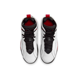 Kids' high-top sneakers, white toe with black laces and red tongue tabs
