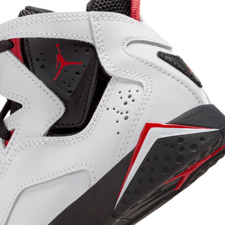 Kids' high-top sneakers, close-up of side panel with red-trim outsole