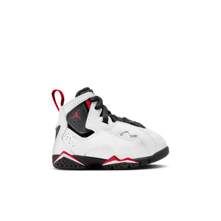 Toddler high-top sneakers in white with black panels and red accents, lace-up style
