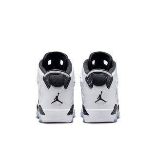 Youth high-top sneakers with white heel tabs, black accents, and light-blue sole.
