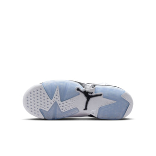 Youth high-top sneakers outsole in light blue/gray with traction pattern and Jumpman.