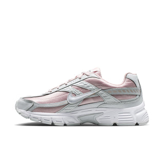 Women's sneakers side view, light pink mesh with gray overlays and white midsole