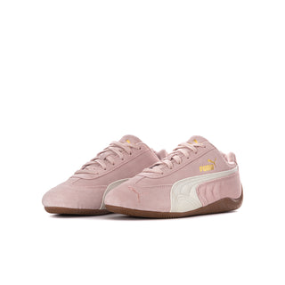 Youth low-top sneakers, mauve pink and light cream colorblock with gum sole