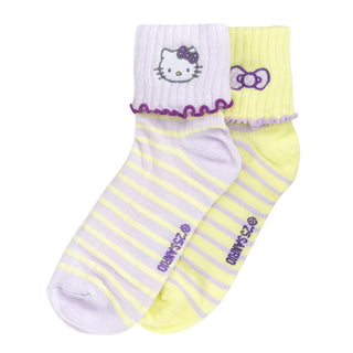 2 Pack Lettuce Edge Embroidery Hello Kitty Quarter - Adult