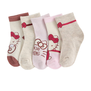 5 Pack Kids Ribbed Hello Kitty Mid Crew