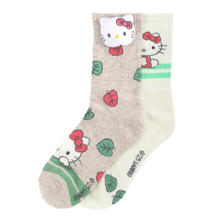 2 Pack Ribbed Hello Kitty Half Cushion Crew - Adult