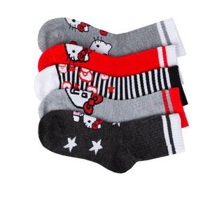 5 Pack Kids Ribbbed Hello Kitty Half Crew